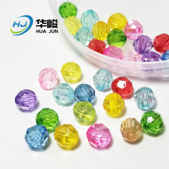 Contas de plástico facetadas transparentes coloridas de 6 mm / 8 mm / 10 mm