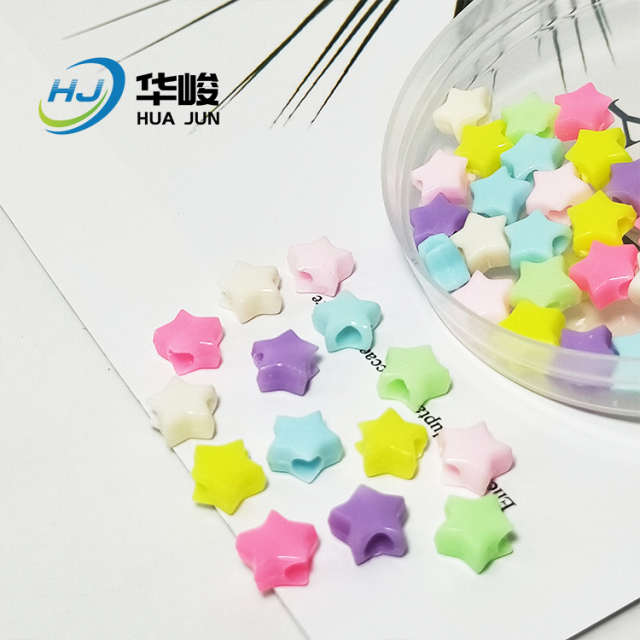 10mm Candy Color Five-pointed Star Acrylic Beads Large Hole