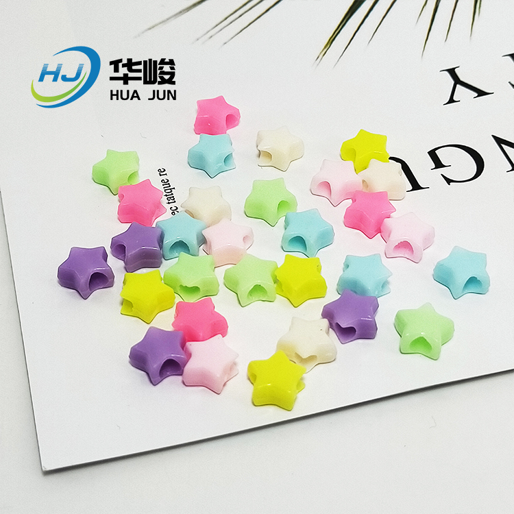 10mm كاندي اللون النجمة الخماسية الخرز الاكريليك حفرة كبيرة
