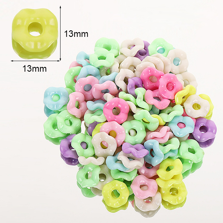 Cuentas de anillo de donut ondulado acrílico de 13 mm para fabricación de joyas