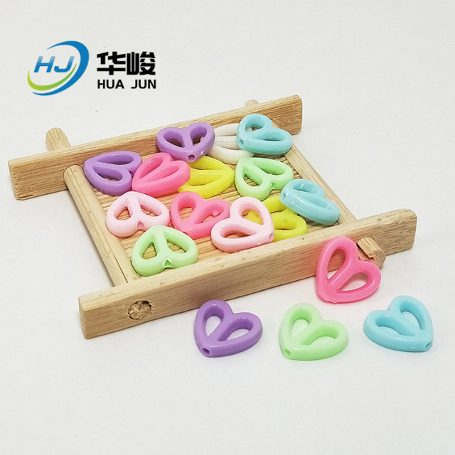 15*16mm Candy Color Hollow Heart Shape Acrylic Beads