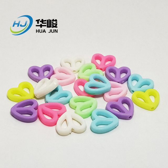 15*16mm Candy Color Hollow Heart Shape Acrylic Beads