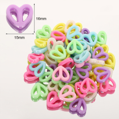 15*16 مللي متر لون الحلوى الجوف شكل قلب الخرز الاكريليك