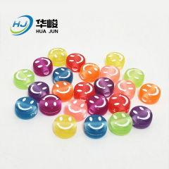 Perline per viso sorridente in acrilico rotondo piatto gelatina trasparente da 10 * 6 mm