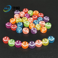 Perline per viso sorridente in acrilico rotondo piatto gelatina trasparente da 10 * 6 mm