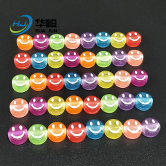 Perline per viso sorridente in acrilico rotondo piatto gelatina trasparente da 10 * 6 mm