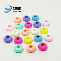 14mm Acrylic Faceted Large Hole Flat Round Shape Spacer Abacus Beads