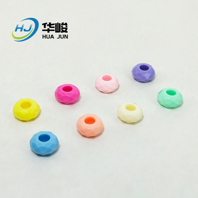 14mm Acrylic Faceted Large Hole Flat Round Shape Spacer Abacus Beads