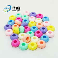 14mm Acrylic Faceted Large Hole Flat Round Shape Spacer Abacus Beads