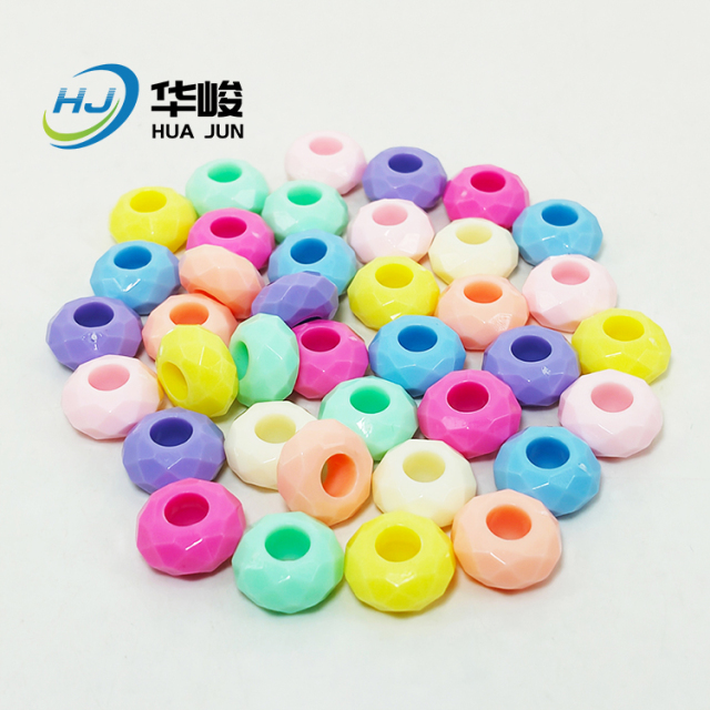 14mm Acrylic Faceted Large Hole Flat Round Shape Spacer Abacus Beads