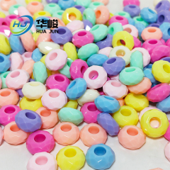 14mm Acrylic Faceted Large Hole Flat Round Shape Spacer Abacus Beads