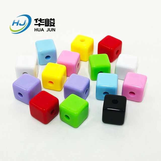 14mm Straight Hole Acrylic Cheese Square Cube Beads for DIY Phone Chains