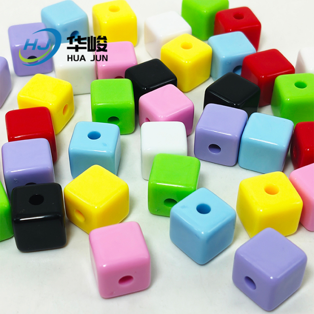 14mm Straight Hole Acrylic Cheese Square Cube Beads for DIY Phone Chains