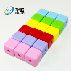 14mm Straight Hole Acrylic Cheese Square Cube Beads for DIY Phone Chains