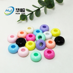 Contas espaçadoras de ábaco oblato com furo grande em acrílico de 14*7 mm