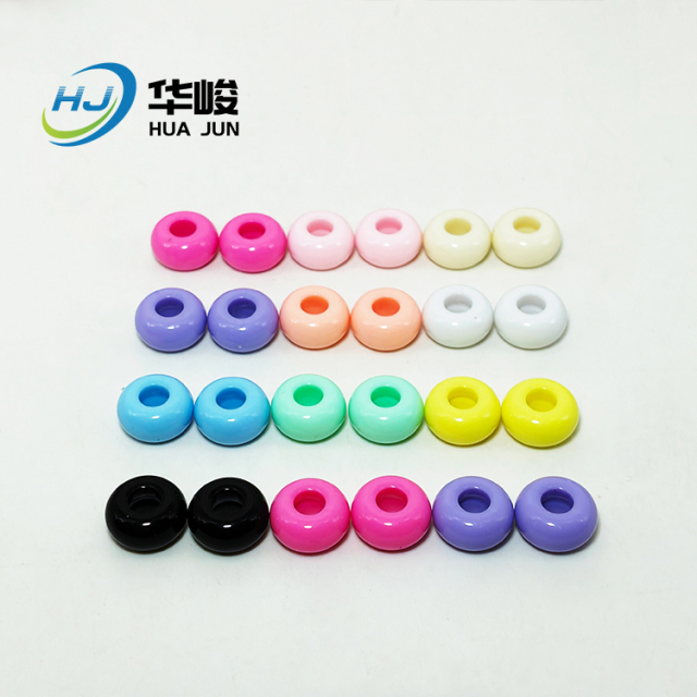 Contas espaçadoras de ábaco oblato com furo grande em acrílico de 14*7 mm