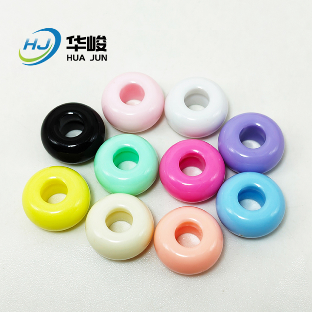 Contas espaçadoras de ábaco oblato com furo grande em acrílico de 14*7 mm