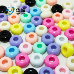 Contas espaçadoras de ábaco oblato com furo grande em acrílico de 14*7 mm