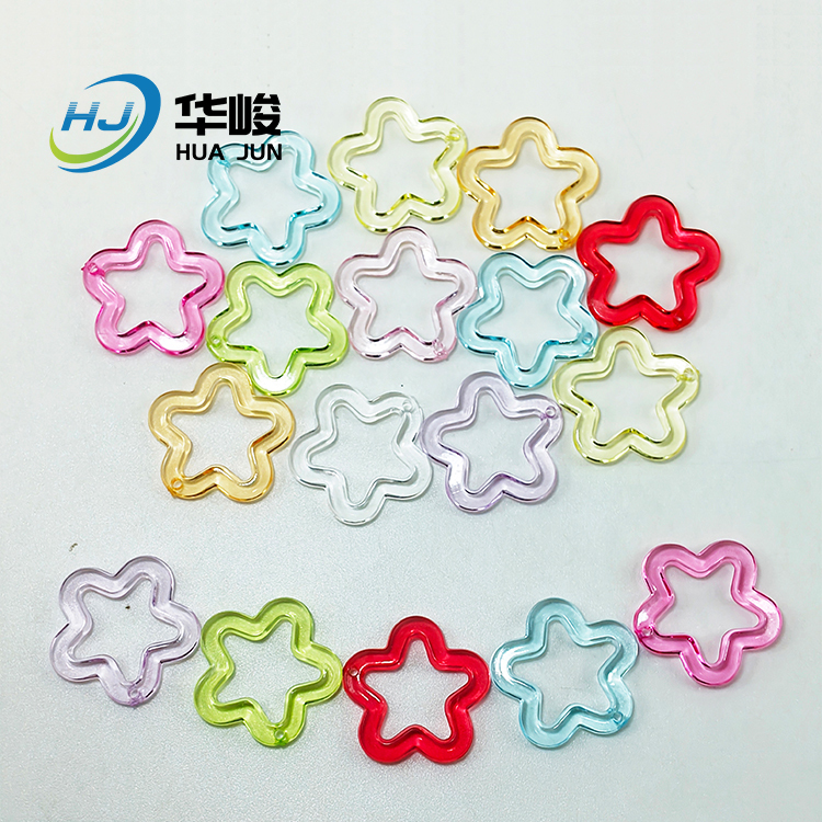 30MM Colorful Transparent Acrylic Hollow Five-pointed Star Hanging Hole Pendant