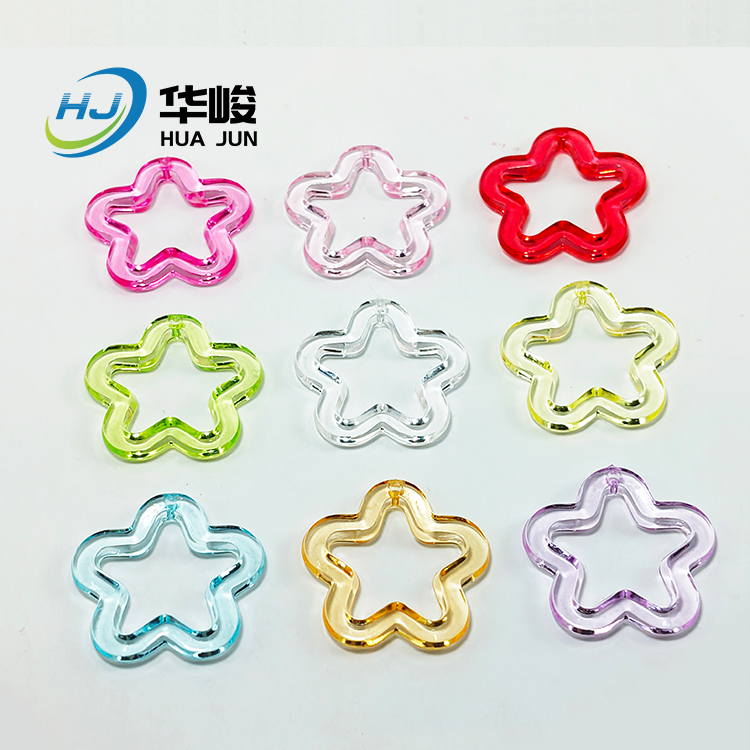 30MM Colorful Transparent Acrylic Hollow Five-pointed Star Hanging Hole Pendant