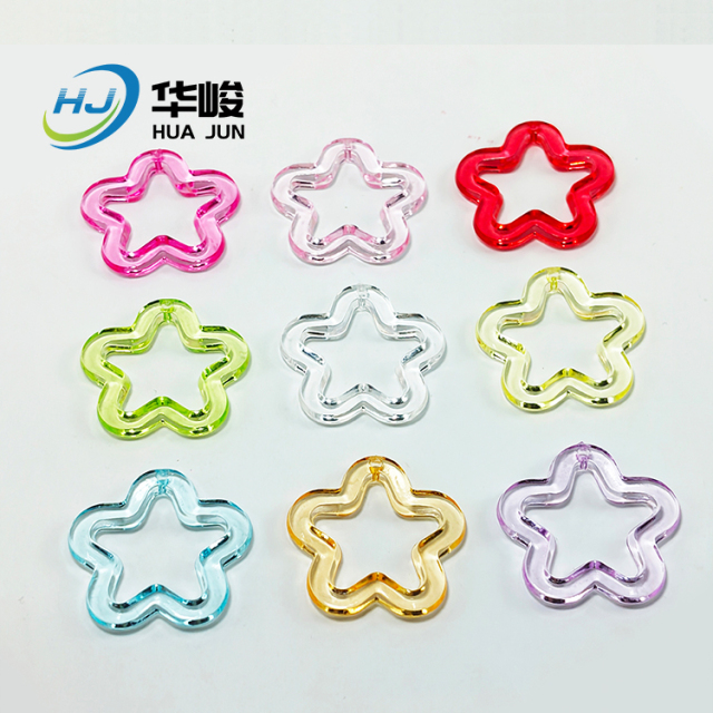 30MM Colorful Transparent Acrylic Hollow Five-pointed Star Hanging Hole Pendant