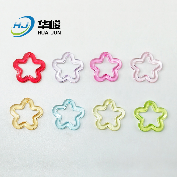 30MM Colorful Transparent Acrylic Hollow Five-pointed Star Hanging Hole Pendant