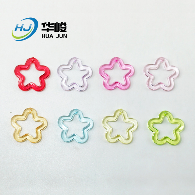 30MM Colorful Transparent Acrylic Hollow Five-pointed Star Hanging Hole Pendant