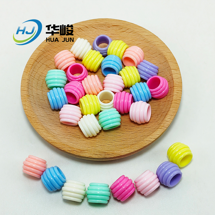 14*10mm Acrylic Large Hole Threaded Barrel Beads for Braided Hair And Shoe Laces