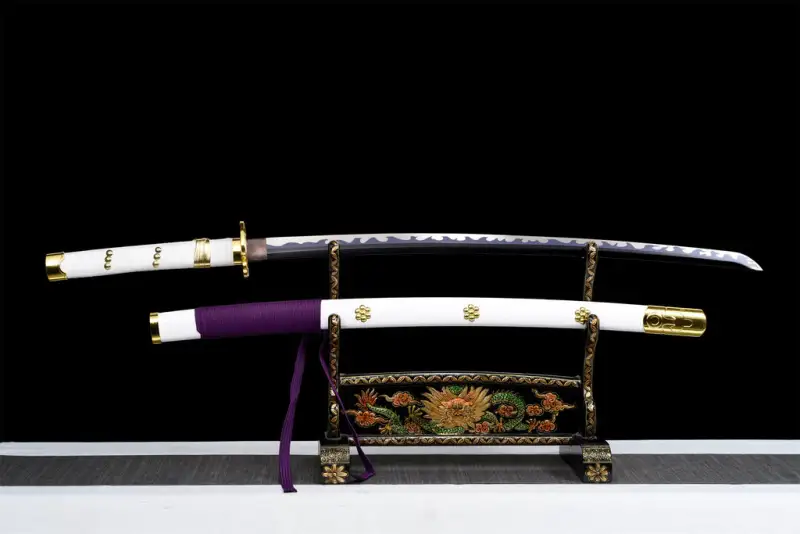 White Anime Sword,Purple Blade,One Piece,Anime Cosplay,Real Japanese Samurai Sword,Handmade anime Katana,High-carbon steel,Full Tang