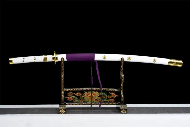White Anime Sword,Purple Blade,One Piece,Anime Cosplay,Real Japanese Samurai Sword,Handmade anime Katana,High-carbon steel,Full Tang
