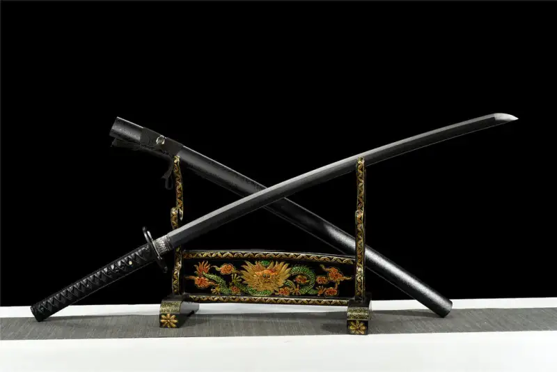 Handmade Deadpool Katana Set Black Double Ninja Katana Swords With Carrying Back Strap Real Japanese Samurai Sword Set High Manganese Steel