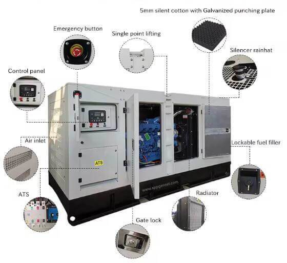 200KVA 160KW silent diesel generator 60HZ