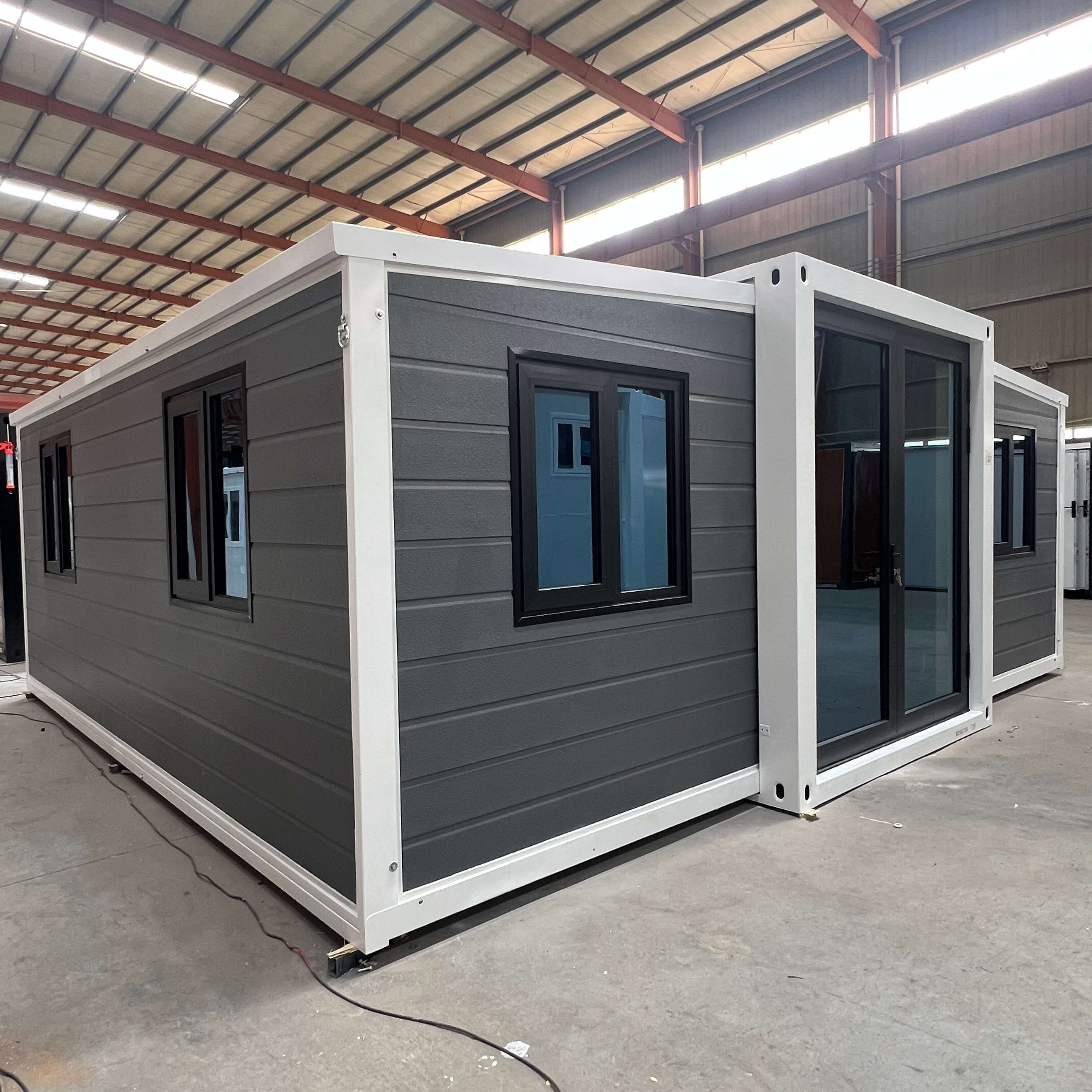 20ft Expandable House Gray Siding With Two Bedrooms And One Bathroom