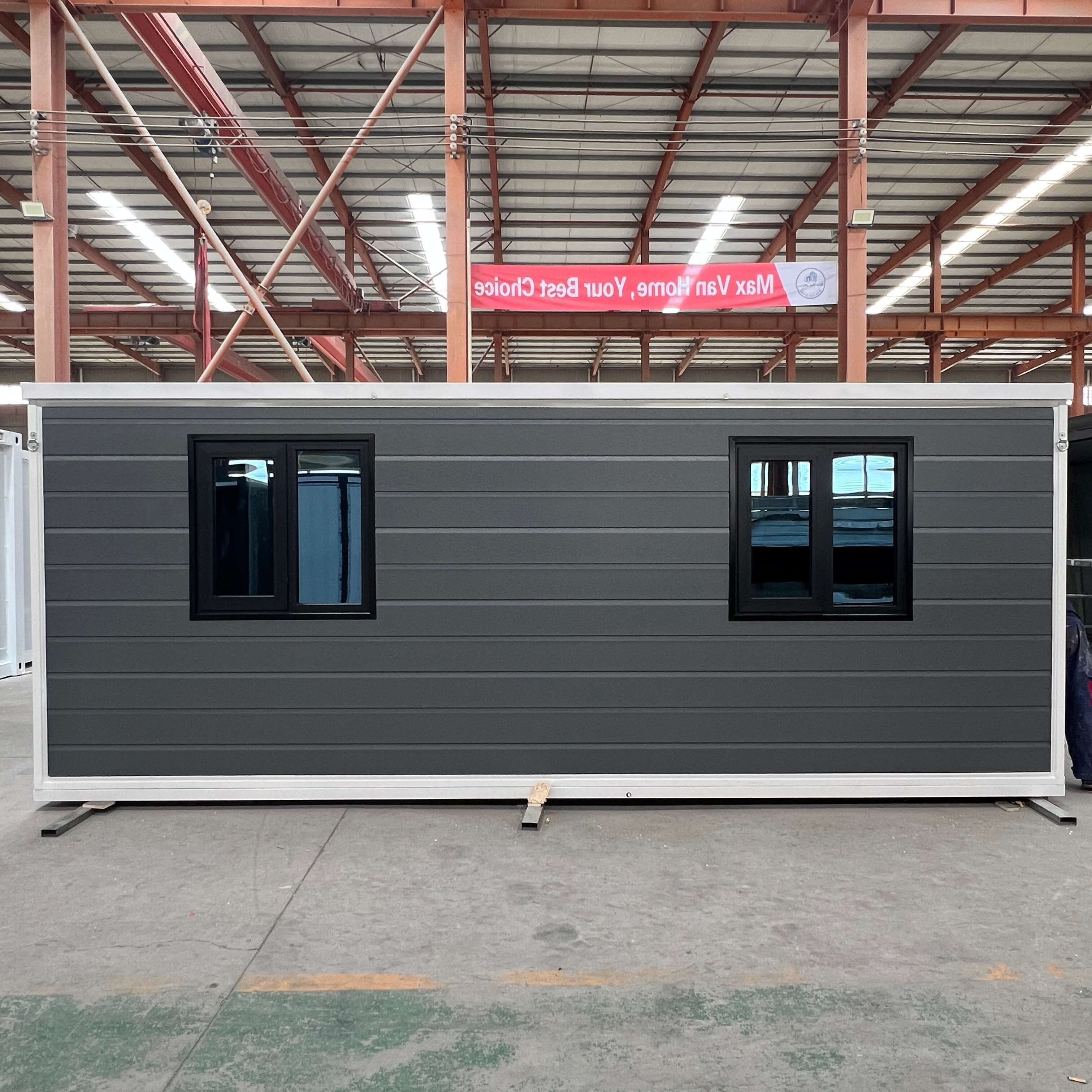 20ft Expandable House Gray Siding With Two Bedrooms And One Bathroom