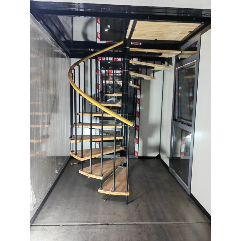 Double Flat Roof Expandable House With Built-In Spiral Staircase