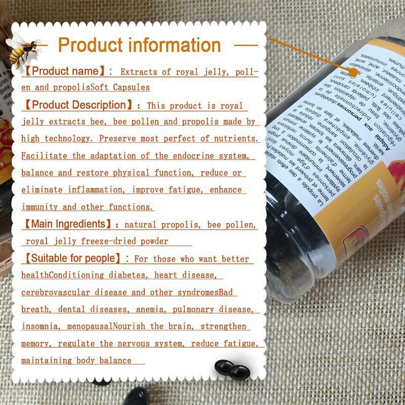 Natural Bee Propolis Capsules Softgels Bee Propolis Capsules