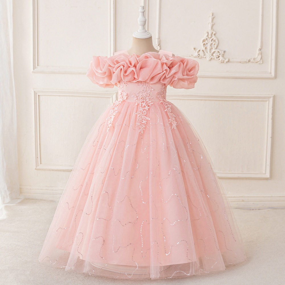 Elegant Kids' Tulle Dresses with Intricate Details for Special Occasions