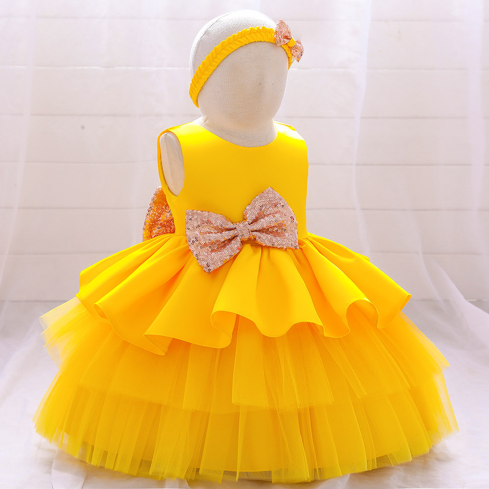 Enchanting Children's Dresses: Layered Tulle, Glittering Sequin Bows & Coral Rose Accents for Special Occasions Like Weddings, Parties & Photo Shoots | Whimsical Nursery Attire with Delicate Mesh & Satin Details