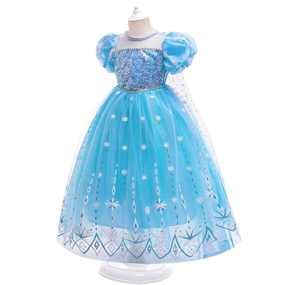 Enchanting Lavender & Blue Princess Dresses for Girls - Sparkling Tulle, Snowflake Embroidery & Iridescent Sequins for Special Occasions