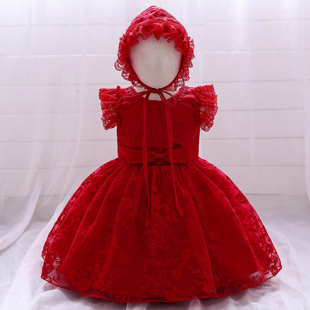 Vibrant   Floral Lace Dresses for Girls: Embroidered Details, Tulle Skirts & Burgundy Mesh Panels | Elegant Special Occasion Attire