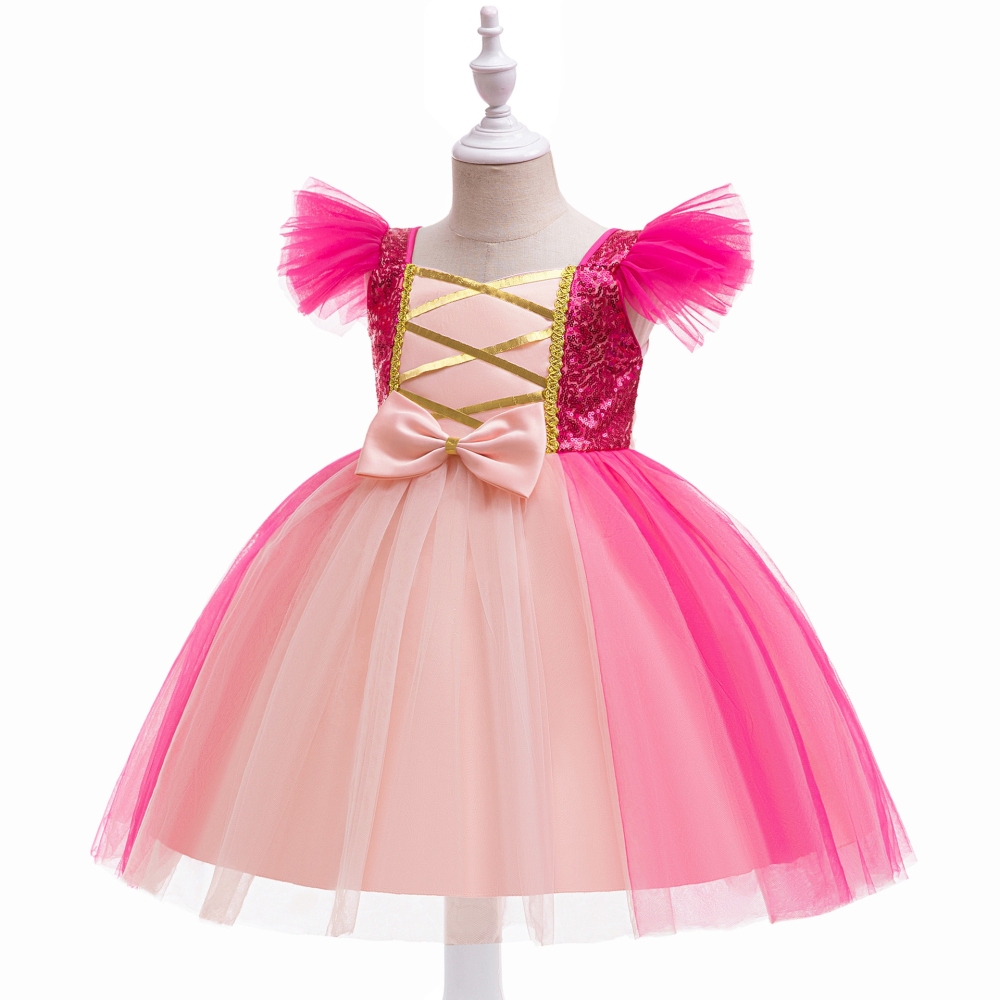 Enchanting Princess Dresses for Girls - Tulle, Lace & Satin Layers with Golden Embroidery, Detachable Bows & Convertible Designs for Parties, Weddings & Fairy-Tale Events