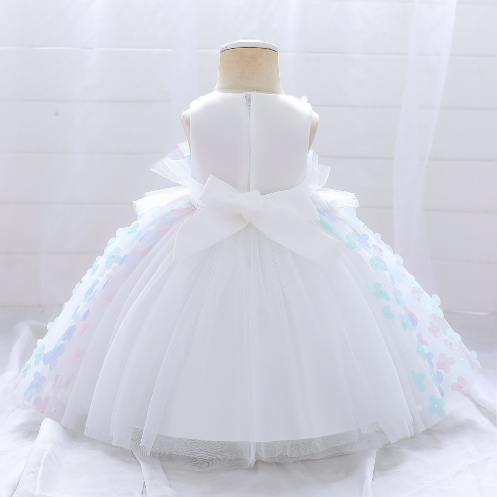 Elegant Lavender Floral Children's Dresses: Tulle Skirts, Beaded Embroidery & Sheer Mesh Details | Whimsical Special Occasion Attire for Girls