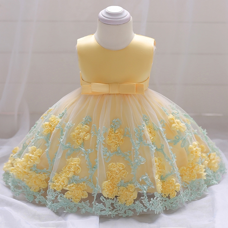 Lavender & Mint Children's Dresses with Floral Embroidery, Tulle Skirts & Satin Bows for Special Occasions