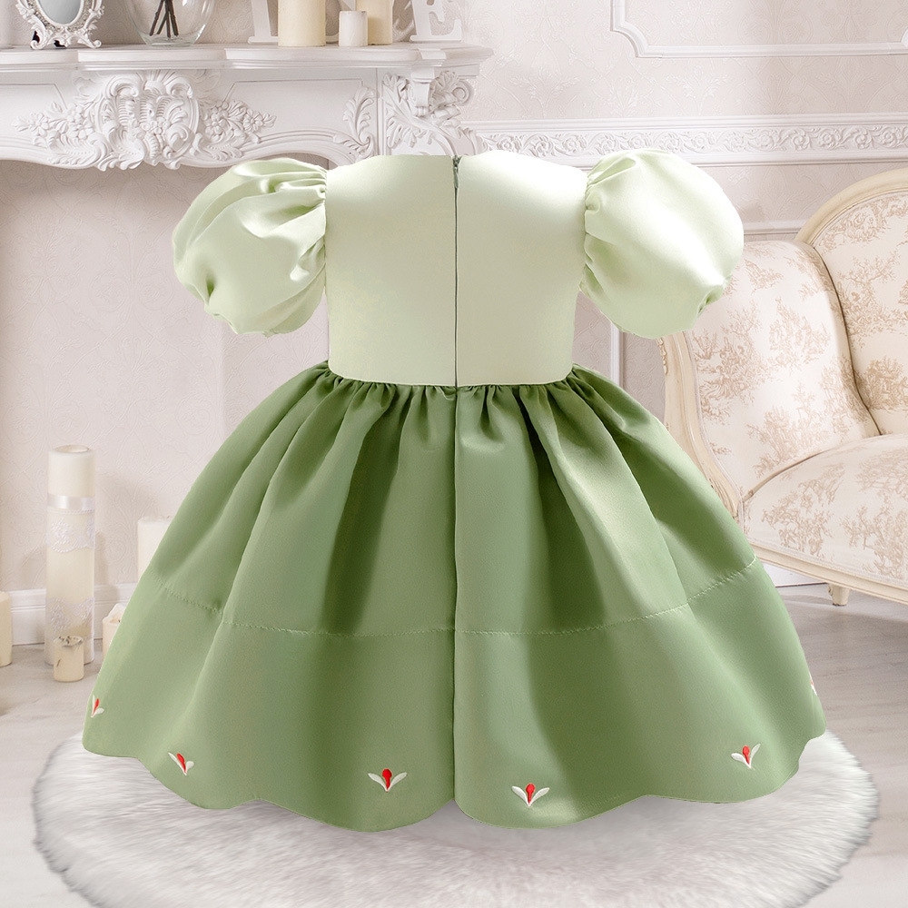 Enchanting Princess Dresses for Little Girls: Elegant Embroidery, Puff Sleeves & Breathable Fabric | Special Occasion & Fairy Tale Style | Kids' Formal Wear with Floral & Leaf Motifs