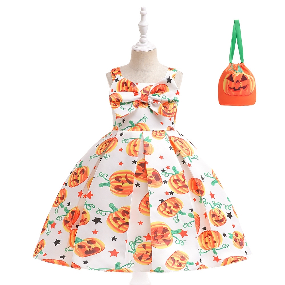 Elegant Halloween Dresses for Girls: Spooky Elegance with Ghost, Pumpkin & Star Designs | Satin, Tulle & Cotton Children's Costumes for Festive Parties