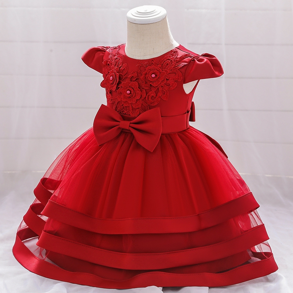 Elegant Children's Dresses: Lace, Tulle & Mesh Designs with Floral Embroidery, Pearls & Zipper Details | Special Occasion Kidswear for Girls