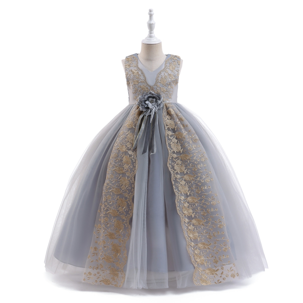 Elegant Floral Lace Dresses for Girls: Delicate Embroidery, Tulle Skirts & Satin Accents for Special Occasions