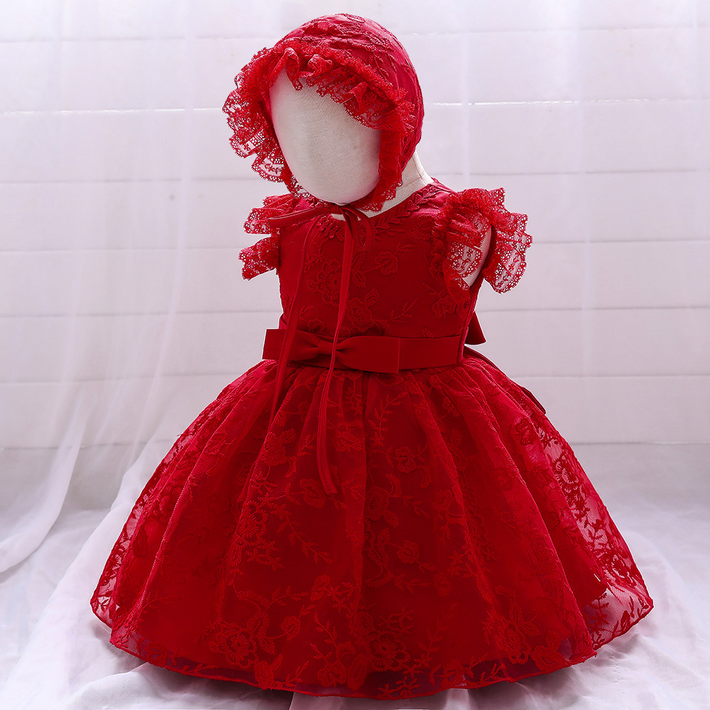 Vibrant   Floral Lace Dresses for Girls: Embroidered Details, Tulle Skirts & Burgundy Mesh Panels | Elegant Special Occasion Attire