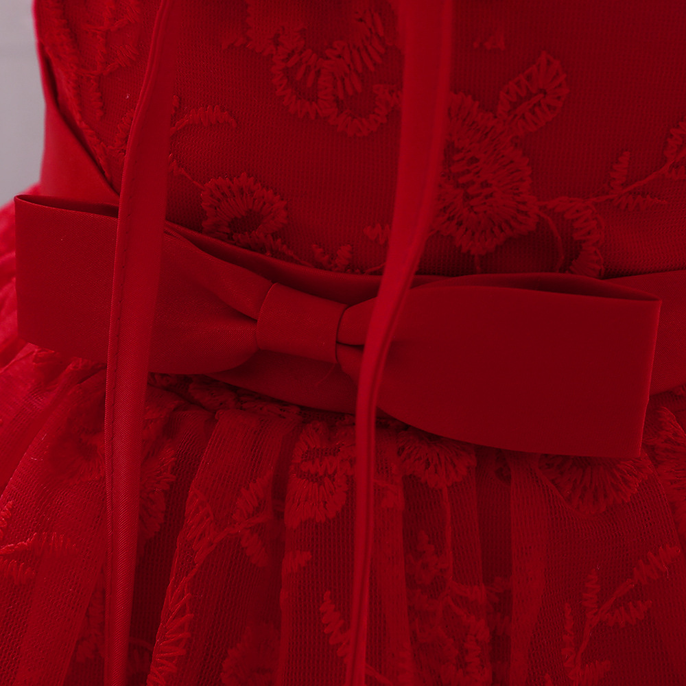 Vibrant   Floral Lace Dresses for Girls: Embroidered Details, Tulle Skirts & Burgundy Mesh Panels | Elegant Special Occasion Attire
