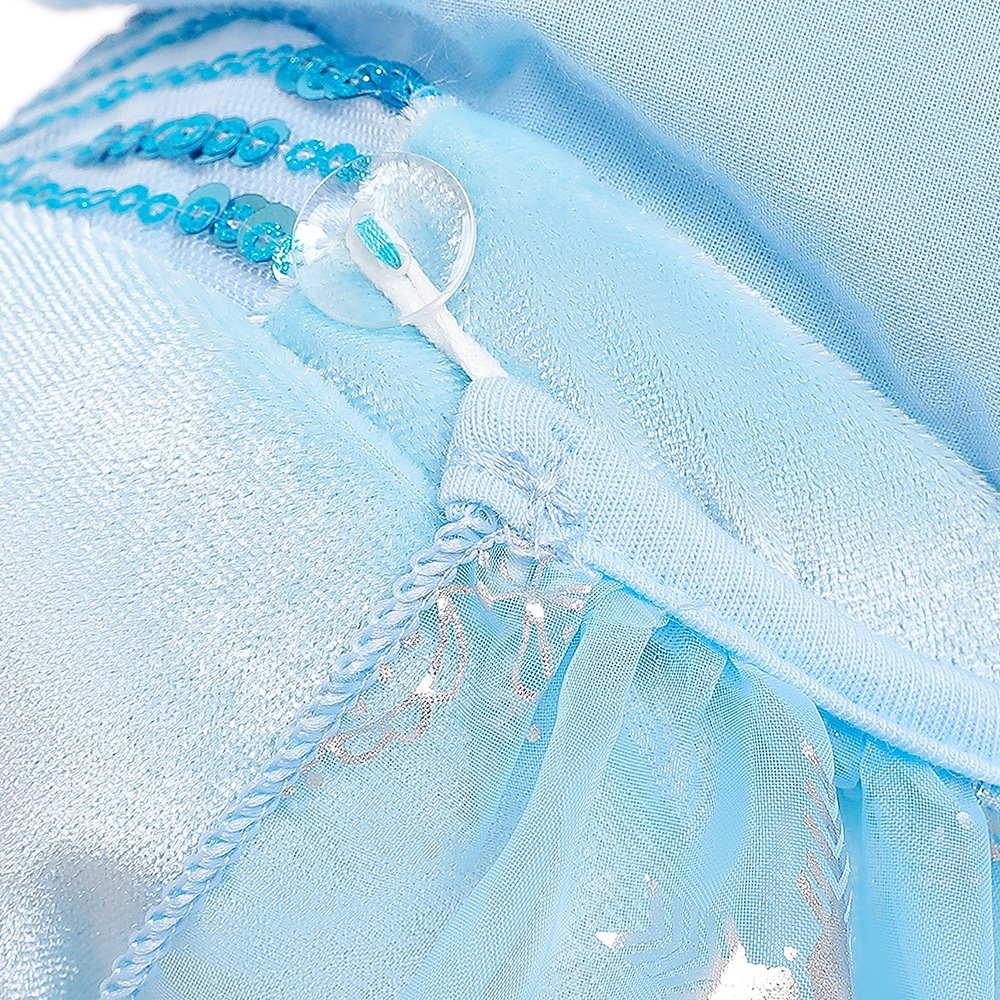 Enchanting Light Blue Princess Dresses for Girls: Iridescent Snowflake Embroidery, Tulle Skirts & Shimmering Details | Winter Wonderland Attire